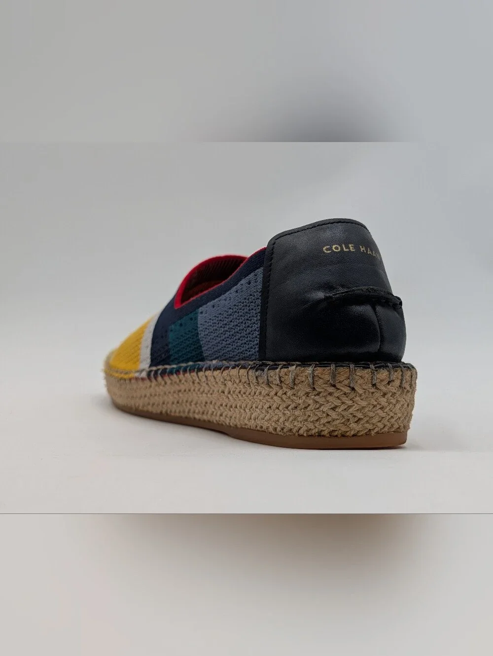 Cole Haan Sz 9B Women's Cloudfeel Stitchlite Espadrille Lemon Ice Navy Teal Knit